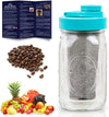 Cold Brew Coffee Maker Kit: Wide Mouth Mason Jar for Delicious Brewed Coffee, Infused Tea, Alcohol - 1 Quart 32 oz Teal Lid Brewing America 