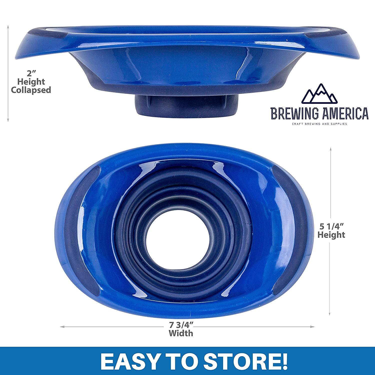 Kitchen Canning Funnel - Wide Mouth Mason Jars Collapsible Silicone for Food, Coffee, Jams, Fruit, Crafts - Blue Accessories Brewing America 