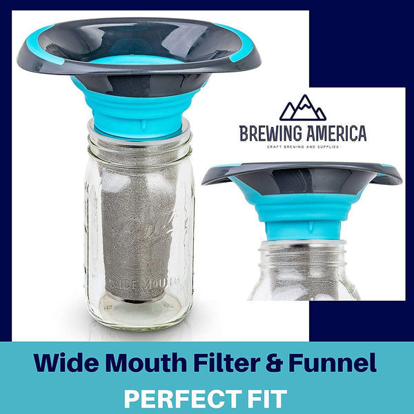 Cold Brew Filter for Mason Jar Wide Mouth Coffee Maker, Stainless Steel (1 Quart (32 Ounces), Teal) Accessories Brewing America 