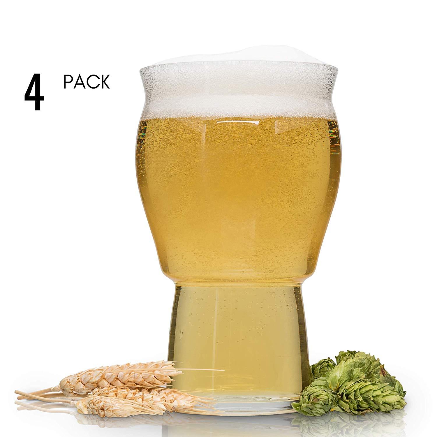 Muffin Top Nucleated Beer Glasses - Pint Glass - Cider, Soda, Tea (Muffin Top Clear 4-pack) Accessories Brewing America 