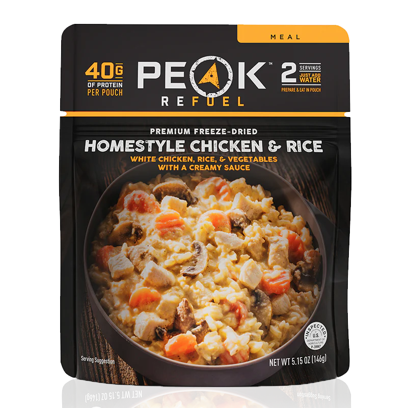 Peak Refuel Homestyle Chicken & Rice Freeze Dried Food 5.15 oz Prepared Meals & Entrées Brewing America 