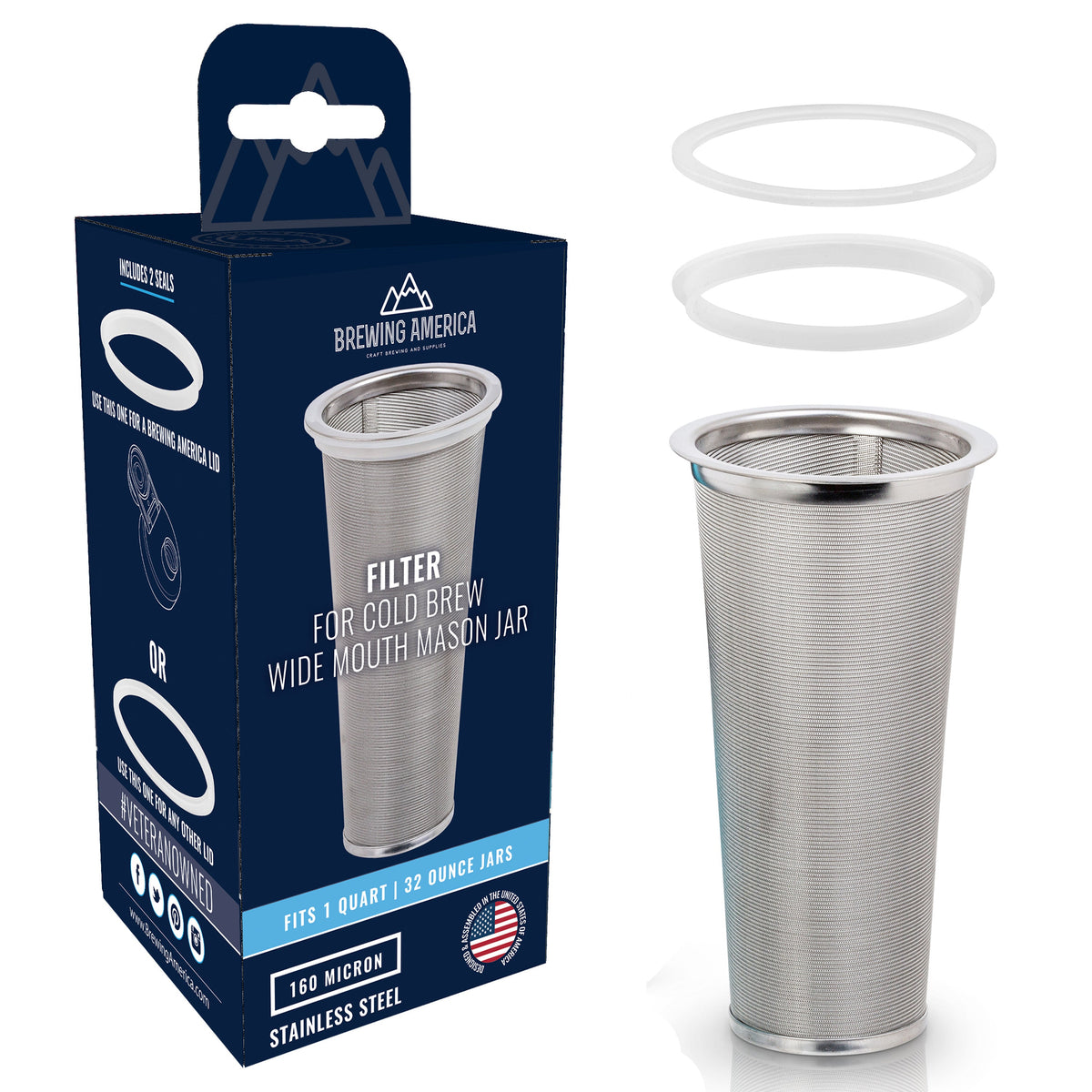Cold Brew Filter for Mason Jar Wide Mouth Coffee Maker, Stainless Stee
