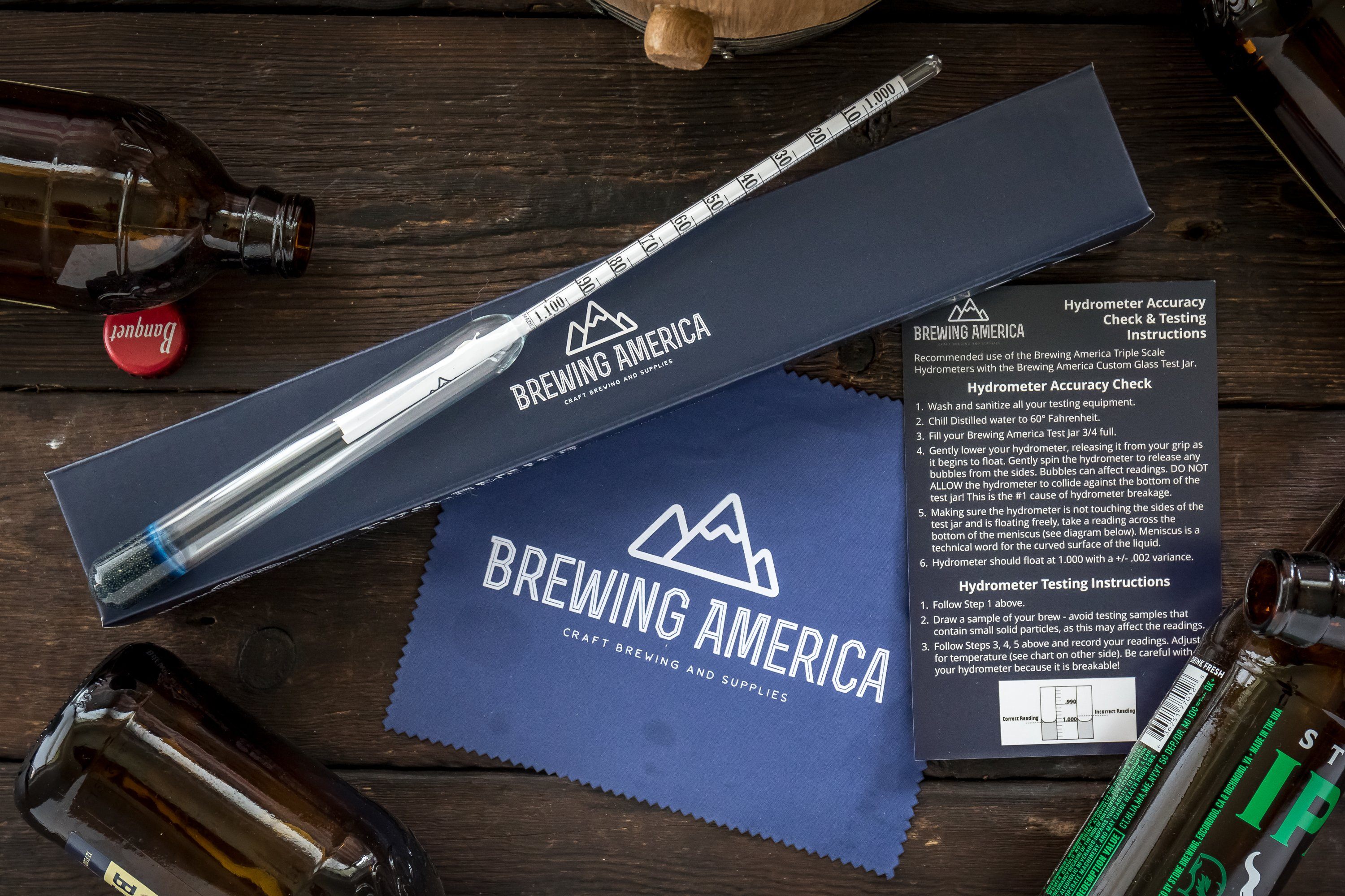 American-Made Precision Hydrometer Alcohol by Volume ABV Tester - Accurate Final Gravity Single Hydrometer Brewing America 