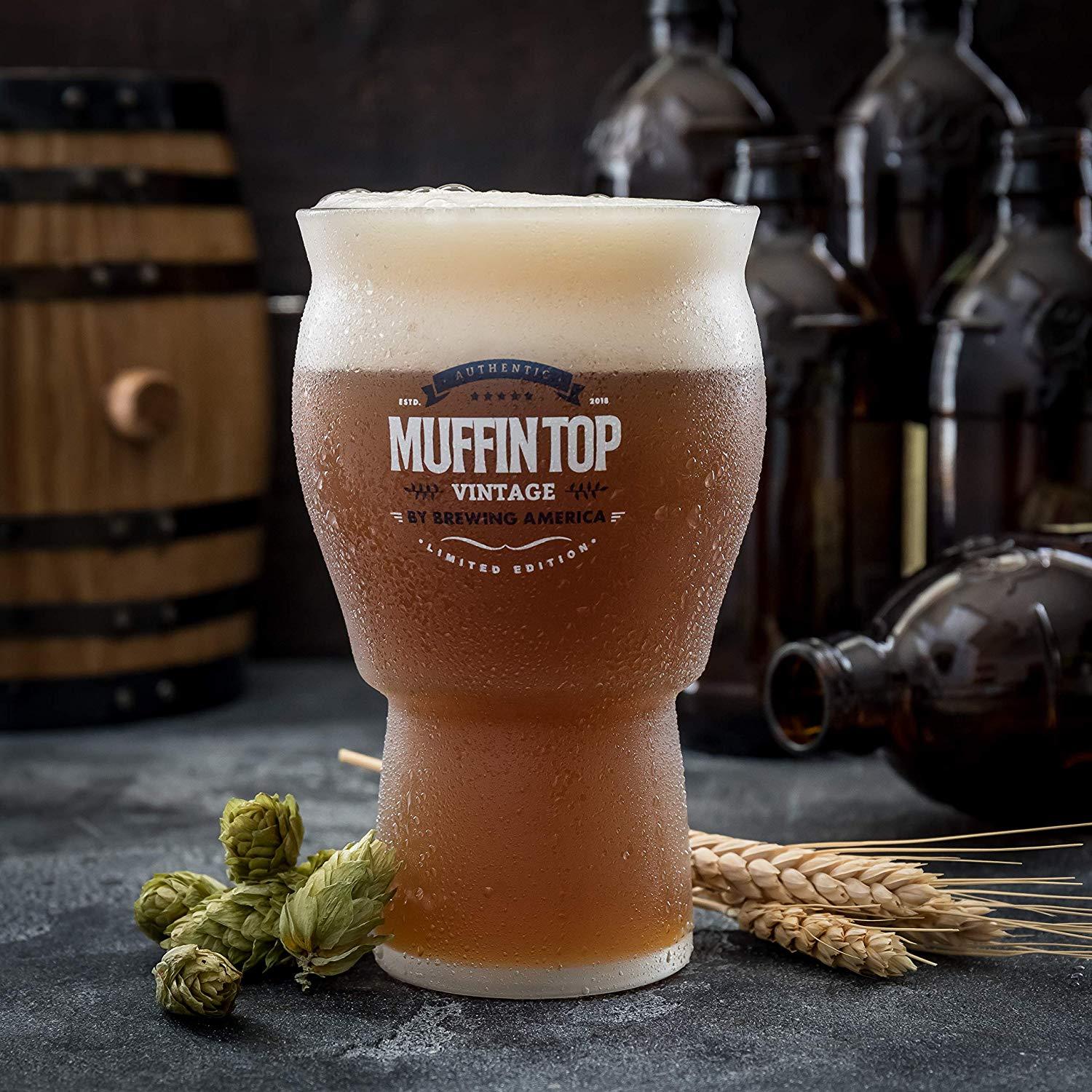 Muffin Top Nucleated Beer Glasses - Pint Glass - Cider, Soda, Tea (Muffin Top Logo Single Glass) Accessories Brewing America 