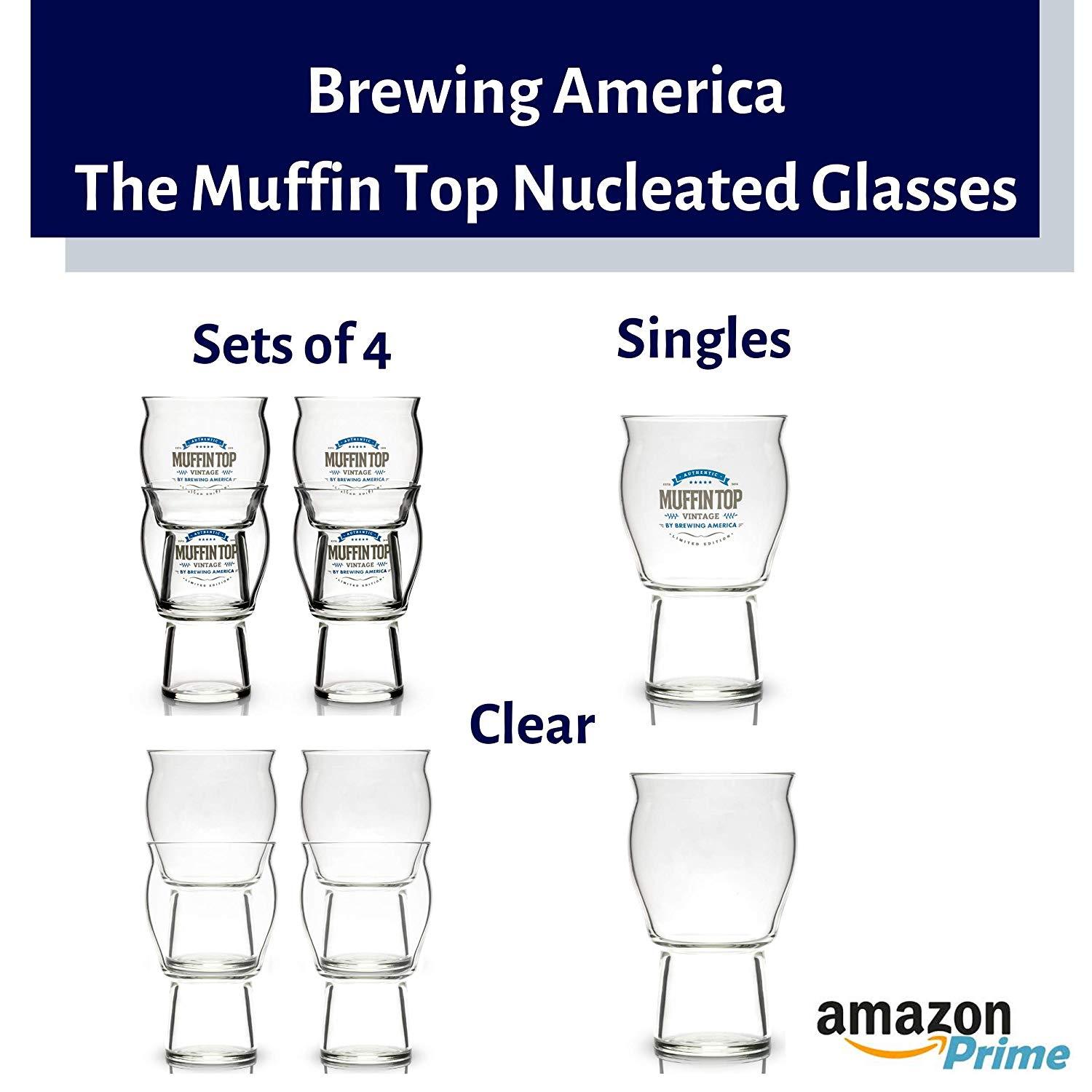 Muffin Top Nucleated Beer Glasses - Pint Glass - Cider, Soda, Tea (Muffin Top Clear Single) Accessories Brewing America 