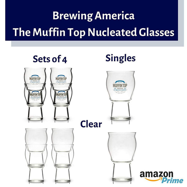 Muffin Top Nucleated Beer Glasses - Pint Glass - Cider, Soda, Tea (Muffin Top Logo 4-pack) Accessories Brewing America 