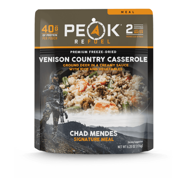 Peak Refuel Chad Mendes Signature Venison Country Casserole Freeze Dried Food 6.2 oz Prepared Meals & Entrées Brewing America 