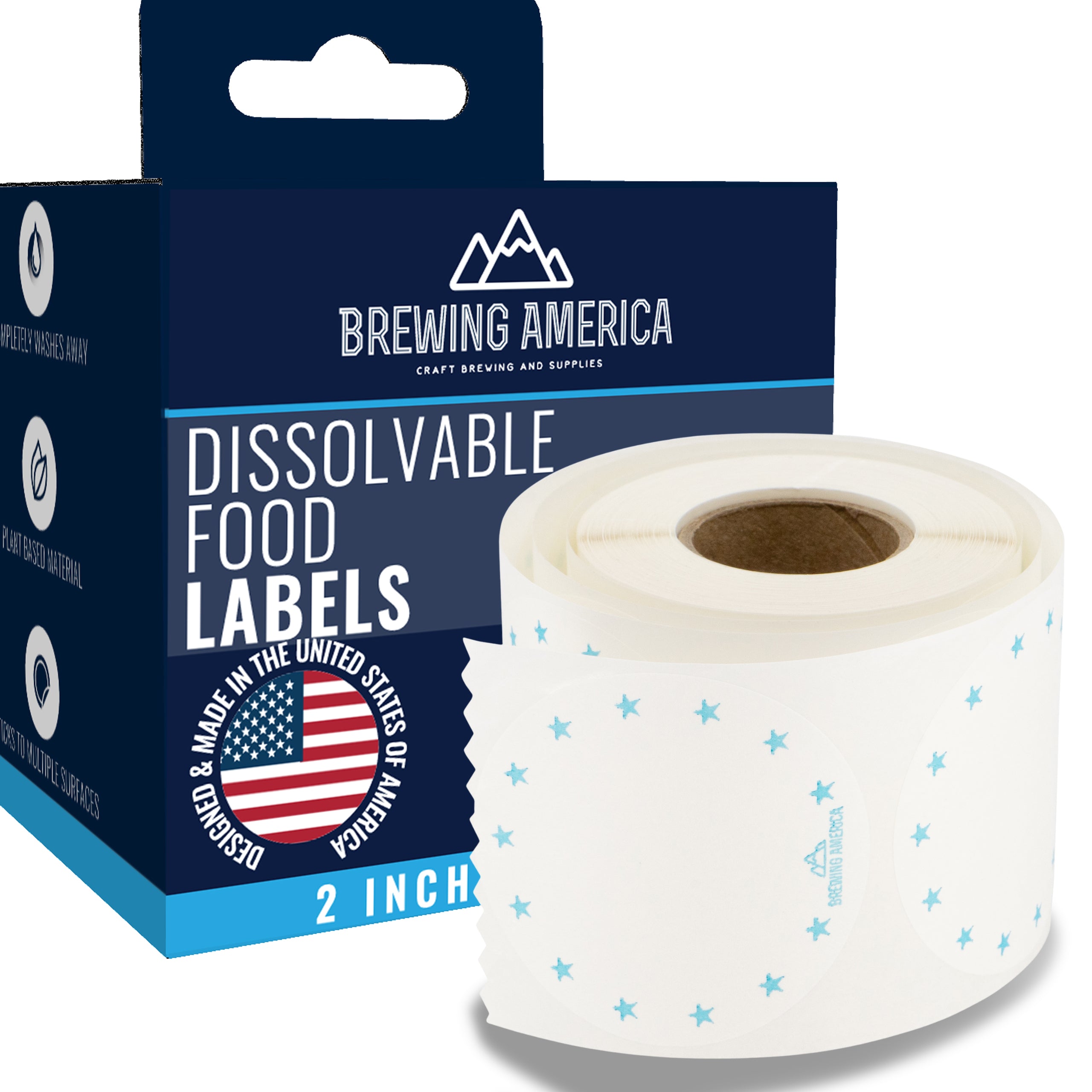 Dissolvable Food Labels for Food Containers Glass, Plastic or Metal No Scrubbing, No Residue - 2 Inch Round TEAL Accessories Brewing America 