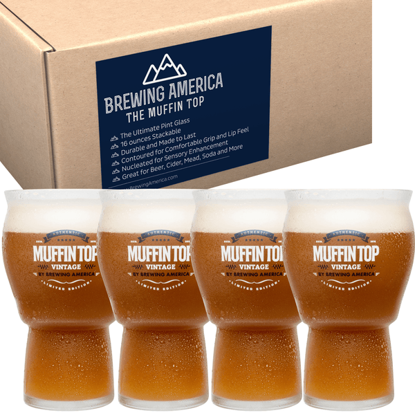 Muffin Top Nucleated Beer Glasses - Pint Glass - Cider, Soda, Tea (Muffin Top Logo 4-pack) Accessories Brewing America 