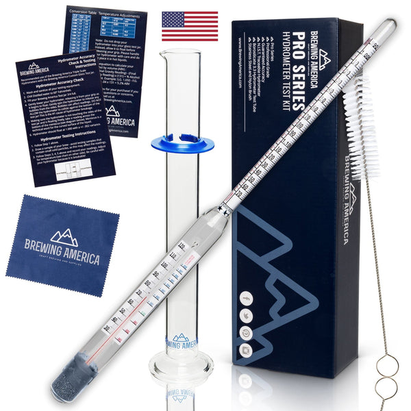 Thermo-Hydrometer ABV Tester Triple Scale American-made Specific Gravity Hydrometer Thermometer KIT American Hydrometer Test Kits Brewing America 