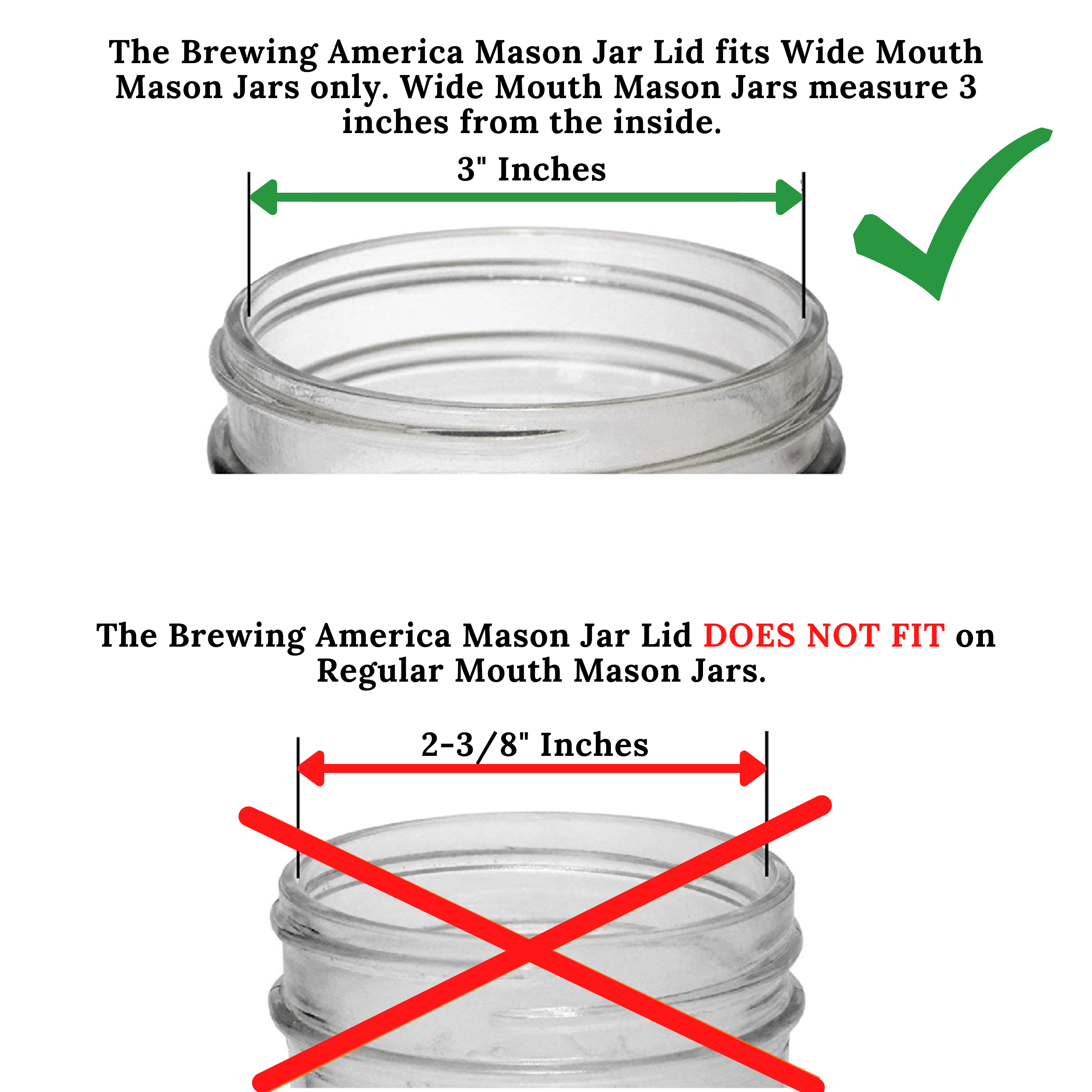 Mason Jar Lids Wide Mouth Plastic 4 Pack Leak Proof with Flip Cap Pouring Spout & Drink Hole Black Accessories Brewing America 