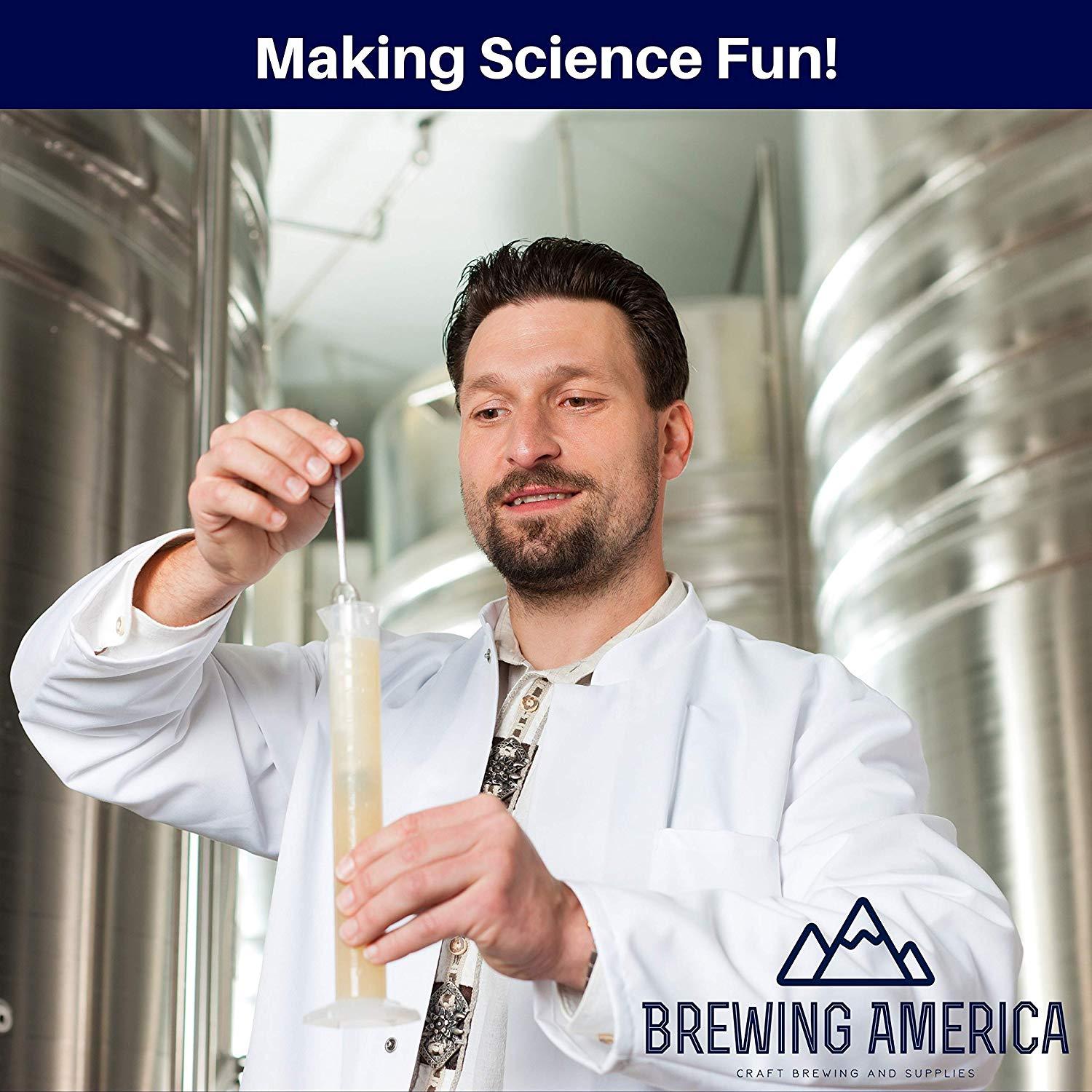American-Made Precision Hydrometer Alcohol by Volume ABV Tester - Accurate Final Gravity Single Hydrometer Brewing America 