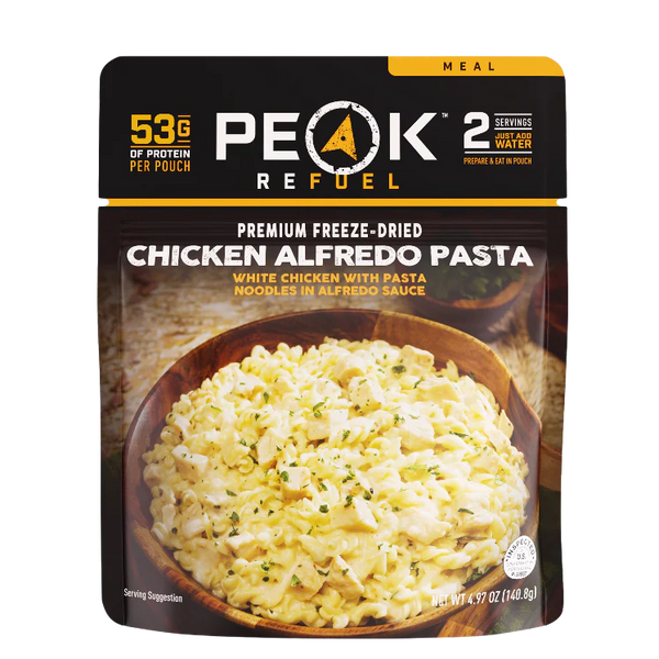 Peak Refuel Chicken Alfredo Pasta - 2 Servings Freeze Dried Food 4.97 oz Prepared Meals & Entrées Brewing America 